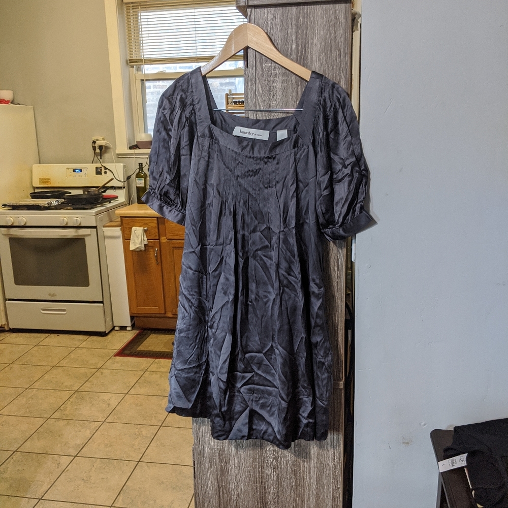 100% silk slate gray mini dress